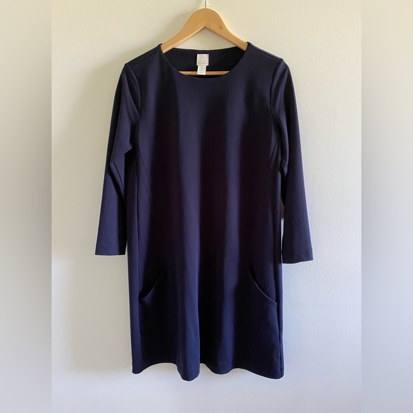 H&M long-sleeved navy shift dress. - Picture 3 of 3
